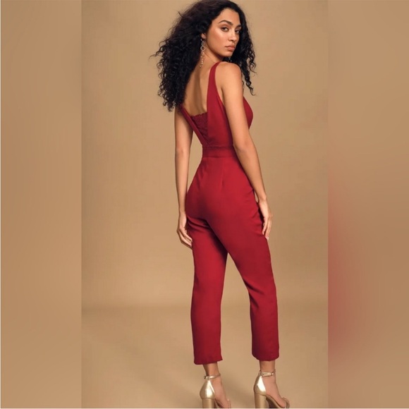 NWT Lulus My Beating Heart Red Lace Jumpsuit - Picture 3 of 4